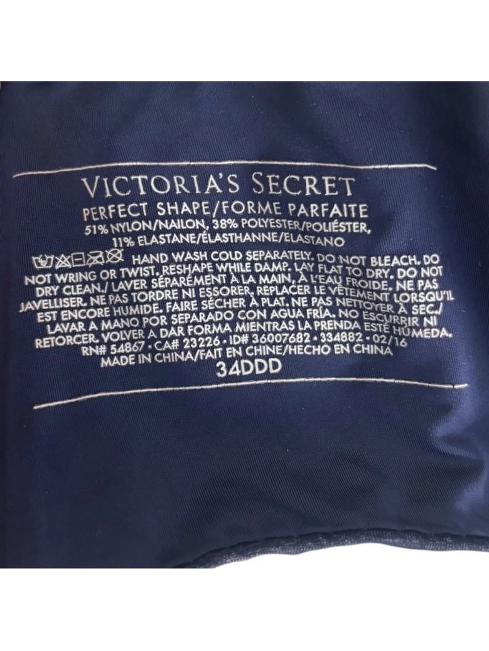 Victoria’s Secret navy blue Perfect Shape sexy lingerie undergarment bra 34DDD - Picture 9 of 13